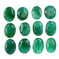 REAL-GEMS Natural Emerald 60.00 Ct./12 Pcs Brilliant Oval Cut Faceted Emerald Loose Gemstone For Jewelry Making