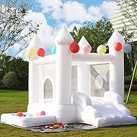 White Bounce House with Blower,Kids Bounce House,Family Backyard Bouncy Castle,Suitable for Yard,Events,Parties,Weddings,Children's Gifts (9ftL×9ftW×7ftH)