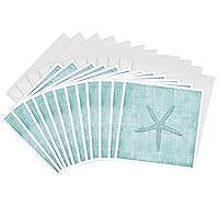 3dRose Aqua Starfish Abstract beach theme - Greeting Cards, 6 x 6 inches, set of 12 (gc_178911_2)