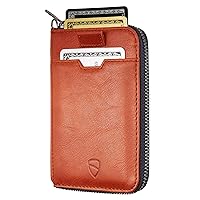 Vaultskin NOTTING HILL Minimalist Leather Zipper Wallet for Women and Men: Slim Multi Cardholder with RFID Blocking and Keychain Ring