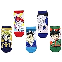 Bioworld Hunter x Hunter Socks Adult Characters Anime No Show Low Cut Mix And Match Ankle Socks 5 Pairs