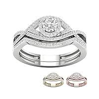 10k Gold 1/2 Ct TDW Diamond Halo Engagement Ring Set (I-J,I2)