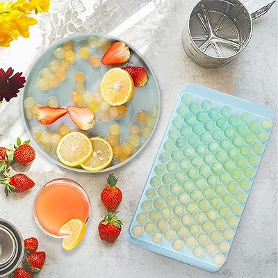 Geegoods Mini Ice Cube Trays,Round Ice Cube Mold,0.6in Small Ice Maker for  Freezer for Easy Release,Circle Ice Trays with Lid & Bin,104x4 PCS Cube