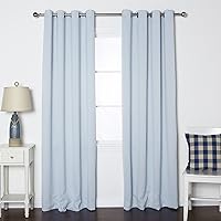 Best Home Fashion Premium Thermal Insulated Blackout Curtains - Antique Bronze Grommet Top - Sky Blue - 52