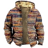 Mens Zipper Hoodie Tie Dye Print Heavyweight Sweatshirt Fleece Sherpa Lined Warm Jacket Big Tall Zip Up Jackets