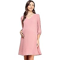Womens Swiss Dot Maternity Dress with Slit Sleeve