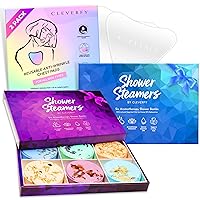 CLEVERFY Complete Self-Care Bliss: 2-Pack V-Shape Chest Wrinkle Pads, 6-Pack Purple Aromatherapy Shower Steamers, and 6-Pack Blue Aromatherapy Shower Steamers