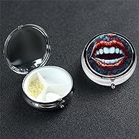 Pill Case Round Pill Box with 3 Compartment The Lip Screams Pill Organizer Waterproof Medicine Organizer Box for Travel Metal Pill Containers for Medication Planner