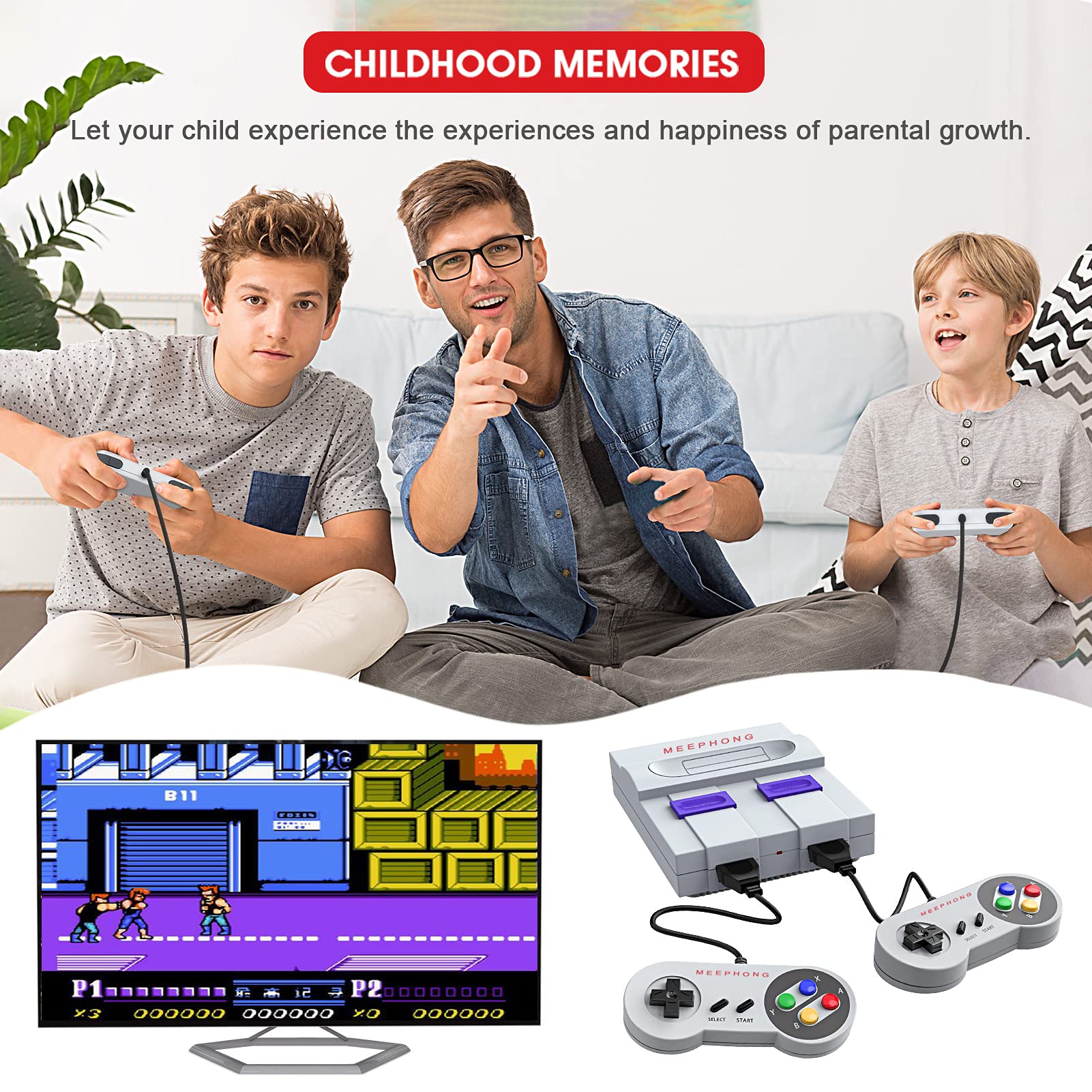 MEEPHONG Classic Mini Retro Game Console, HDMI HD Built-in 821 Classic Video Games