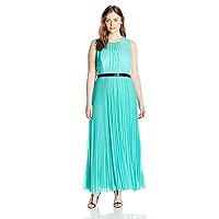 ABS by Allen Schwartz Women's Plus-Size Sheer Gown with Pleated Skirt