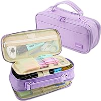 Sooez Large Pencil Case Pouch Bag, Big Pen Holder Bag with 7 Compartments,  Durable Canvas Sturdy Pencil Bags with Zipper, Pencil Case Organizer for