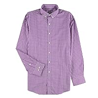 Men's Purple Slim Fit Checker Print Woven Dress Shirt Mulberry Check Large