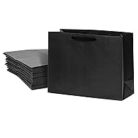 Black Gift Bags with Handles - 16x6x12 Inch 25 Pack Designer Shopping Bags in Bulk, Large Gift Wrap with Fabric Ribbon Handles for Boutiques, Small Business, Retail Stores, Merchandise, Parties