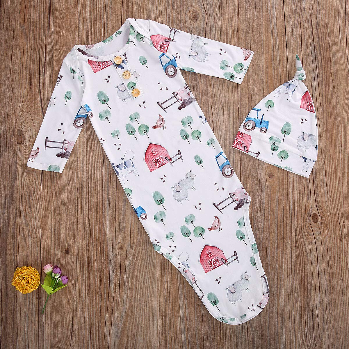 CIYCUIT Knotted Baby Gowns Newborn Coming Home from Hospital Outfit