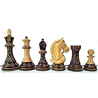 American Staunton Burnt Chess Hand Carved Luxury Chess Pieces Only Set, Chess Set Handmade Staunton Chess Set for Replacement of Missing Pieces Chess Lovers (4.1'' Inch) by CHESSPIECEHUB
