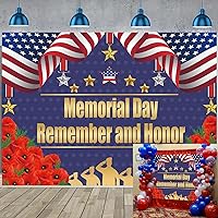 Memorial Day Backdrop for Photography Remember and Honor Background Thank You Soldiers Veterans Soldier Patriotic Decoration Background for 4th of July Patriotic Party