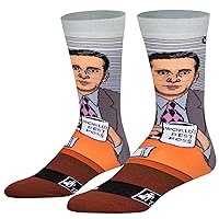 Odd Sox, Men's Funny Designer Novelty Socks, Michael Scott Crew, Large Adult