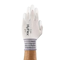 HyFlex 11-600 Light Duty Nylon Industrial Gloves w/Palm Coating for Metal Fabrication, Automotive - White