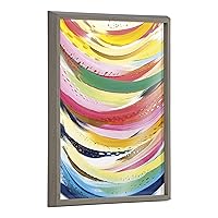Kate and Laurel Blake Brushstroke 117 Framed Printed Glass Wall Art by Jessi Raulet of Ettavee, 18x24 Gray, Decorative Abstract Art Print for Wall