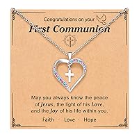UPROMI Cross Necklace for Girls Baptism First Communion Confirmation Gifts Necklace for Teen Girls