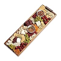 Twine Modern Manor Longboard Platter with Handles, Rectangular Cheese Board and Home Decor Tray, Dining Table Accessories Acacia Wood Set of 1