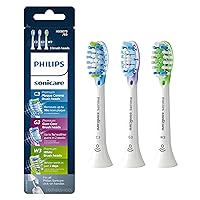 Genuine Replacement Toothbrush Heads Variety Pack, C3 Premium Plaque Control, G3 Premium Gum Care & W3 Premium White, 3 Brush Heads, White, HX9073/65