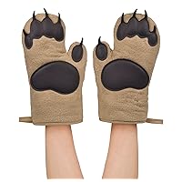 BEAR HANDS Oven Mitts - Quality Cotton with Heat Resistant Silicone - Fun & Function Kitchen Gadgets - Funny White Elephant Gift - Great Gift for Home Cooks, Bakers, & Animal Lovers -