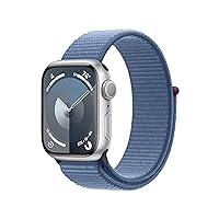 Apple Watch Series 9 [GPS 41mm] Smartwatch with Silver Aluminum Case with Winter Blue Sport Loop. Fitness Tracker, Blood Oxygen & ECG Apps, Always-On Retina Display, Carbon Neutral