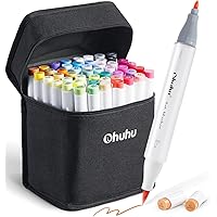 Ohuhu Markers for Adult Coloring Books: 120 Colors Coloring Markers Dual  Tips Fine & Brush Pens Water-Based Art Markers for Kids Adults Drawing