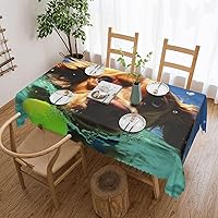 Funny Swimming Dog Print Tablecloth Waterproof and Stain Resistant Rectangula Table Cover 54 X 72 Inch Washable Table Cloth for Kitchen Decor Indoor Outdoor Parties Picnics