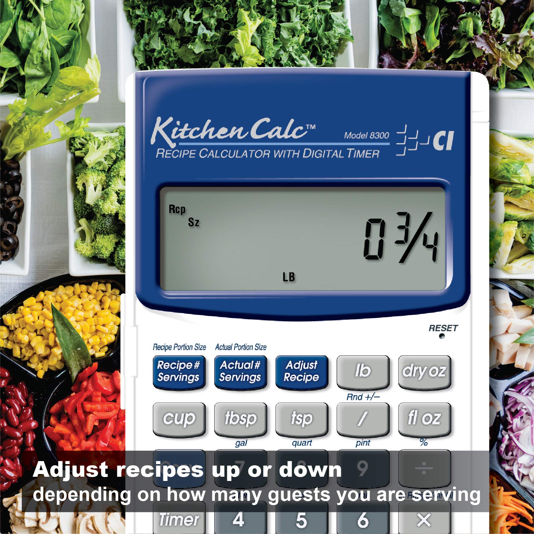 Calculated Industries 8300 KitchenCalc Recipe Conversion and Culinary Math Calculator with Digital Timer for Chefs, Culinary Students, Home Cooks and Bakers | Scale Recipes, Menu Plans, Portion Sizes
