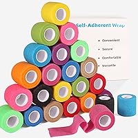 LDIWEE 24 Pack 2 Inch x 5 Yards Self Adhesive Bandage Wrap, Elastic Cohesive Wrap Coban Wrap 2 inch Vet Wrap Bandage Tape, Grip Tape for Athletic, Sports, First Aid Medical, Wrist, Ankle Sprains, Swel