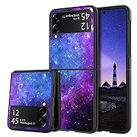 GUAGUA Compatible with Samsung Galaxy Z Flip 3 5G Case 6.7 Inch Glow in The Dark Noctilucent Luminous Space Nebula Slim Fit Cover Protective Anti Scratch Case for Galaxy Z Flip3, Blue Nebula