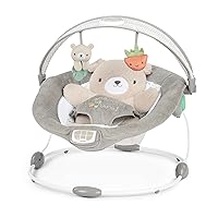 Ingenuity InLighten Baby Bouncer Seat with Light Up-Toy Bar and Bunny Tummy Time Pillow Mat - Nate, Newborn and up