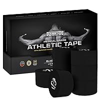 Hampton Adams (8-Pack 45ft Rolls Black Sports Medical Athletic Tape - No Sticky Residue & Easy Tear - for Athletes, Trainers & First Aid Injury Wrap: Fingers Ankles Wrist - 1.5 in x 15 Yards per Roll