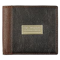 Christian Art Gifts Genuine Leather Wallet for Men | Strong and Courageous with Brass Inlay “ Deuteronomy 31:6 Bible Verse | Quality Classic Brown Leather Bifold Wallet | Christian Gifts for Men