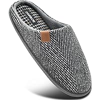 COFACE Mens Memory Foam House Slippers Slip On Cozy Scuff Plaid Shoes Indoor/Outdoor with Best Arch Surpport