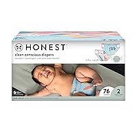 The Honest Company Clean Conscious Diapers | Plant-Based, Sustainable | Summer '23 Limited Edition Prints | Club Box, Size 2 (12-18 lbs), 76 Count