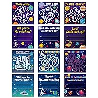 WhatSign Valentines Cards for Kids 30Pcs Kids Valentines Day Cards Outer Space Maze Games Valentines Day Cards for Kids School Classroom Exchange Gifts Card with Envelopes Valentines Day Party Favors