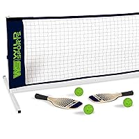 Wild Sports 10’ Driveway Pickleball Net Set - with 2 Wooden Paddles and 3 Pickleballs