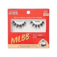 KISS My Lash But Bolder, False Eyelashes, Bold Move', 12 mm, Includes 1 Pair, Contact Lens Friendly, Easy to Apply, Reusable Strip Lashes, Glue On Lashes