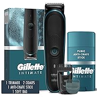 Gillette Intimate Men’s Pubic Hair Trimmer, SkinFirst Pubic Hair Trimmer For Men, Waterproof, Cordless For Wet/Dry Use, Shaver For Men, Lifetime Sharp Blades, includes Anti Chafe stick, Gift Set