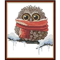 CROSSDECOR Cross Stitch Kits for Beginners,Owl Pattern Crossstitching Preprinted Kits DIY Needlepoint Embroidery Craft Kits 11CT 3 Strands-9.5×11 inch