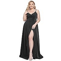 Ever-Pretty Women's Glitter Side Slit A-line Plus Size Evening Dresses for Party 50120
