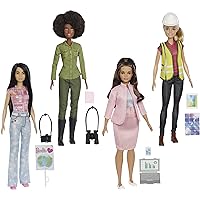 Barbie Eco-Leadership Team 4 Doll Set, Recycled Plastic (Except Head & Hair), Recycled Clothes Fabric, Accessories, Great Gift for Ages 3 Years Old & Up