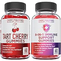 Atlantis Nutrition 60 Tart Cherry Gummies + 8-in-1 Immune Support 60 Gummies