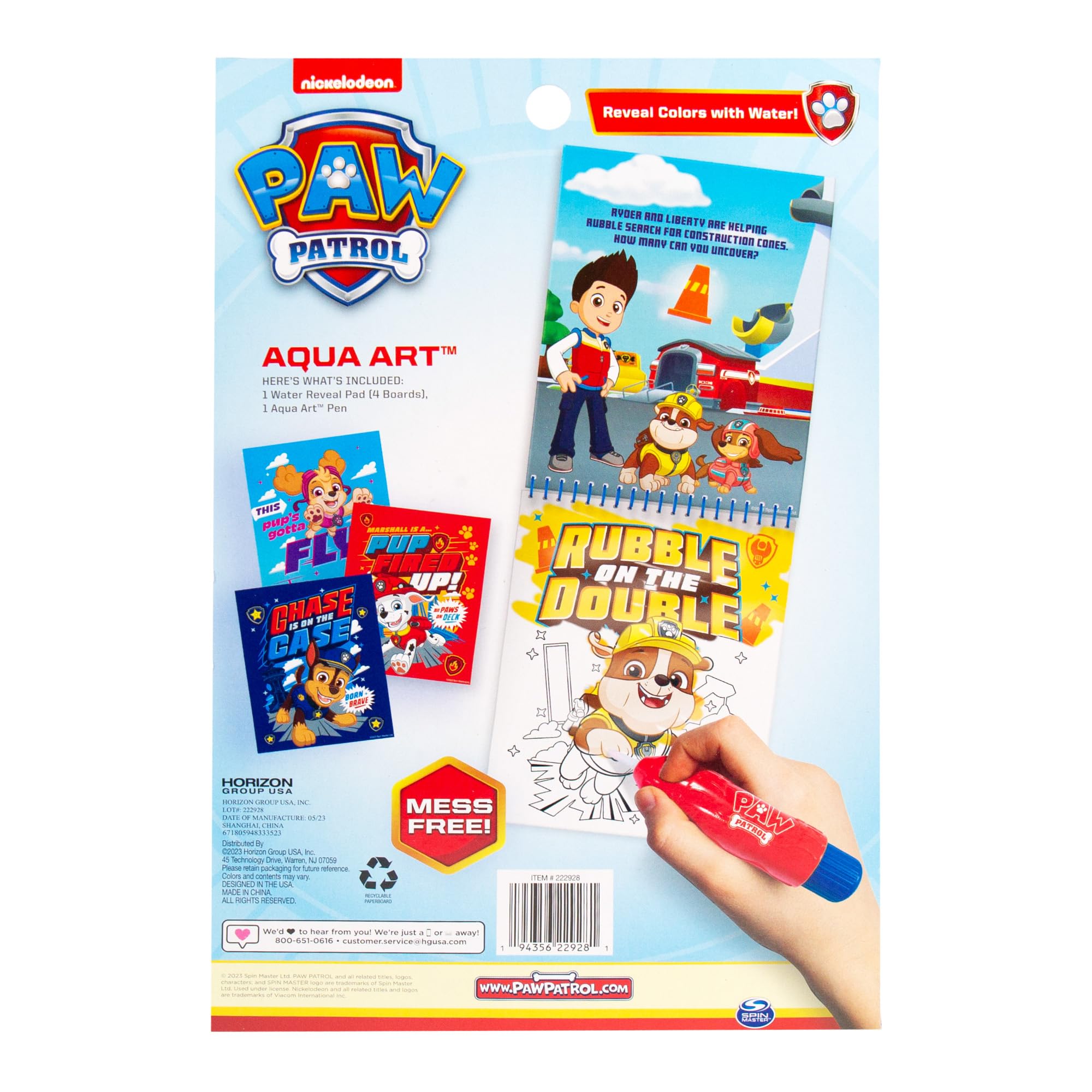 Paw Patrol Aqua Art, Includes 4 Reusable Pages of Water Art & Water Pen, Color with Water Book, Water Reveal Activity Book, Paint with Water Books, Water Doodle Book, Reusable No-Mess Art Book