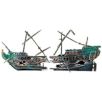 Penn-Plax Shipwreck Aquarium Decoration Ornament with Moving Masts, Lifeboat, and Bubble Action