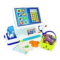 Boley Millennial Tablet Cash Register Toy - Toy Cashier Station with AA Battery Calculator, Play Scanner and Credit Card Reader, Play Food - Great Learning Resource for Your Toddler!