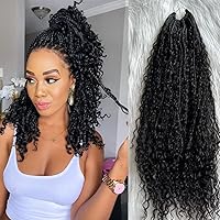 Crochet Boho Box Braids With Human Hair Curls Synthetic Hair For Braiding 14-30 inch Pre-looped Box Braids With Curly Ends 40Strands/Pack (14 inch)